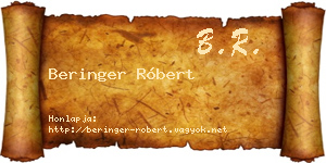 Beringer Róbert névjegykártya